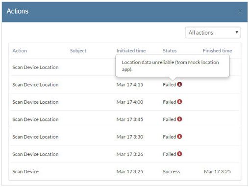 Devices with mocked locations
