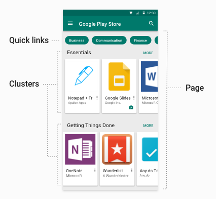 Google play store layout
