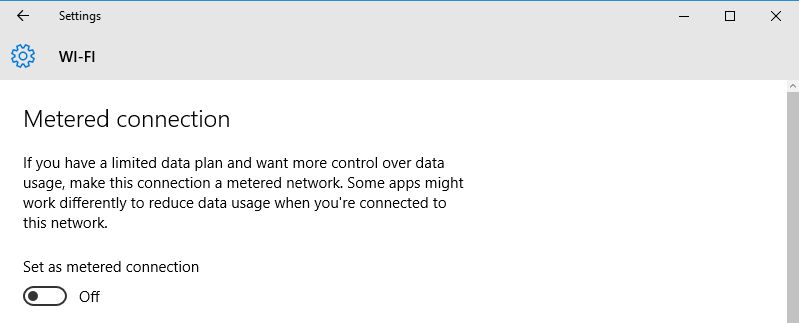 Set Wi-Fi as metered connection