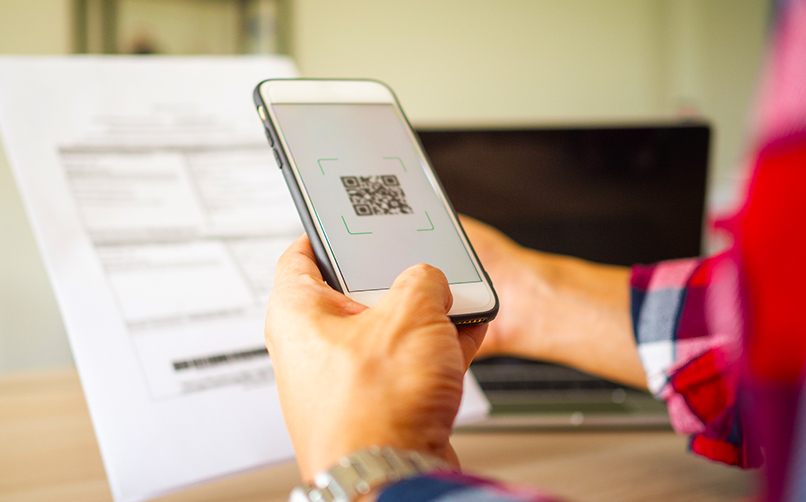 Scanning the QR code to go to a website