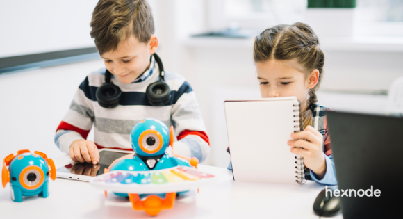 Apple School Manager in classrooms - excited children