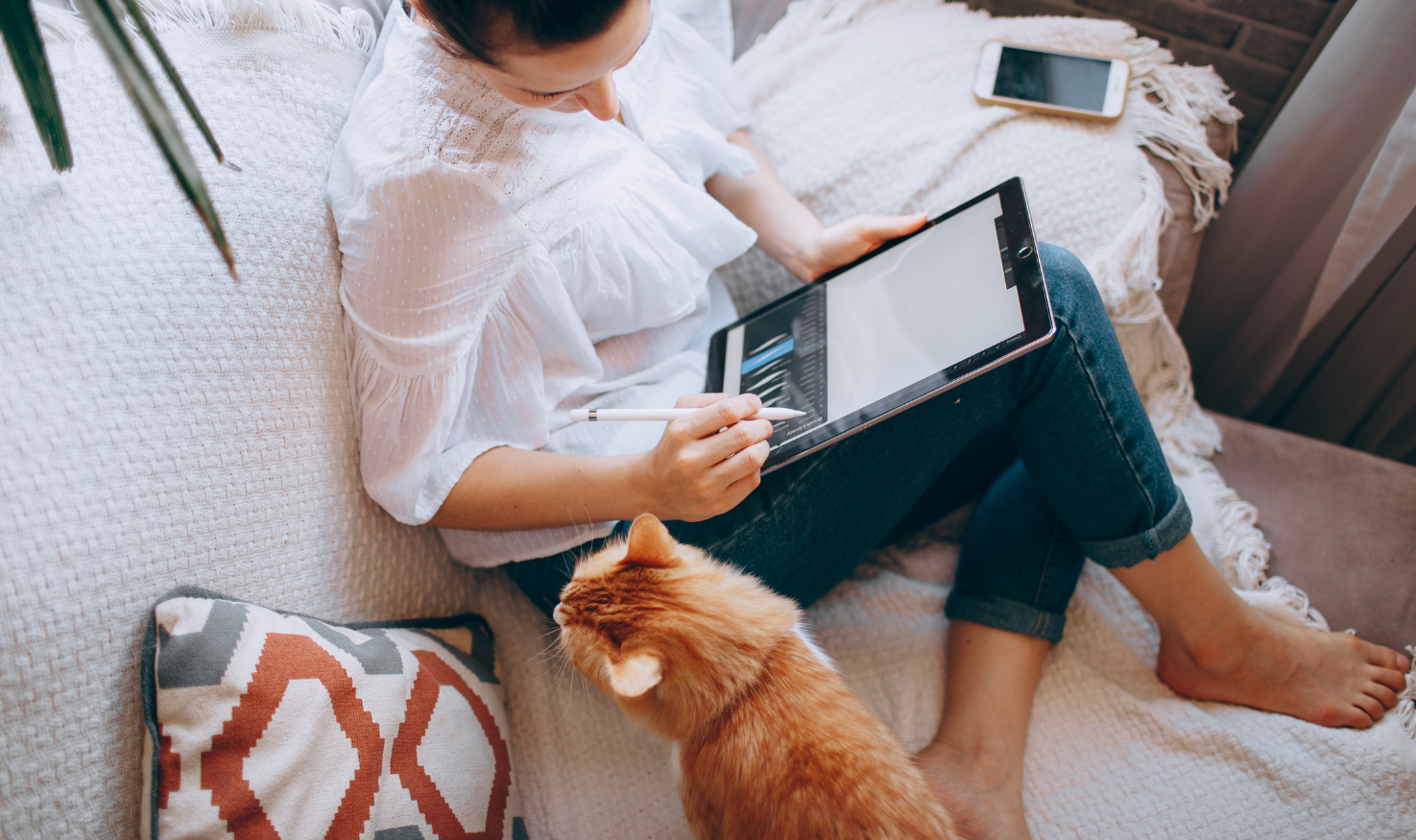 An employee working from home