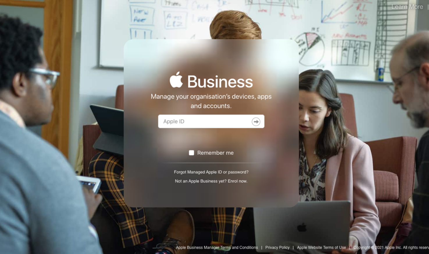 Apple Business Manager login screen