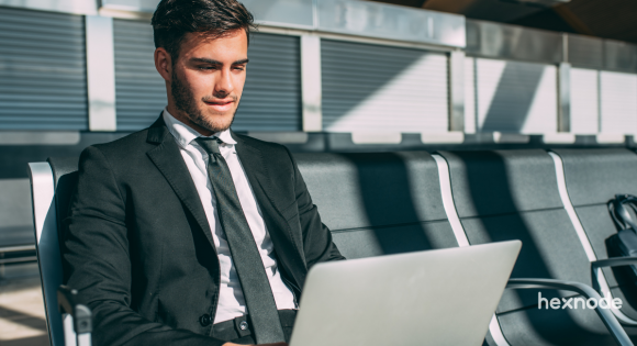 Everywhere Enterprise - Businessman working from the airport lobby