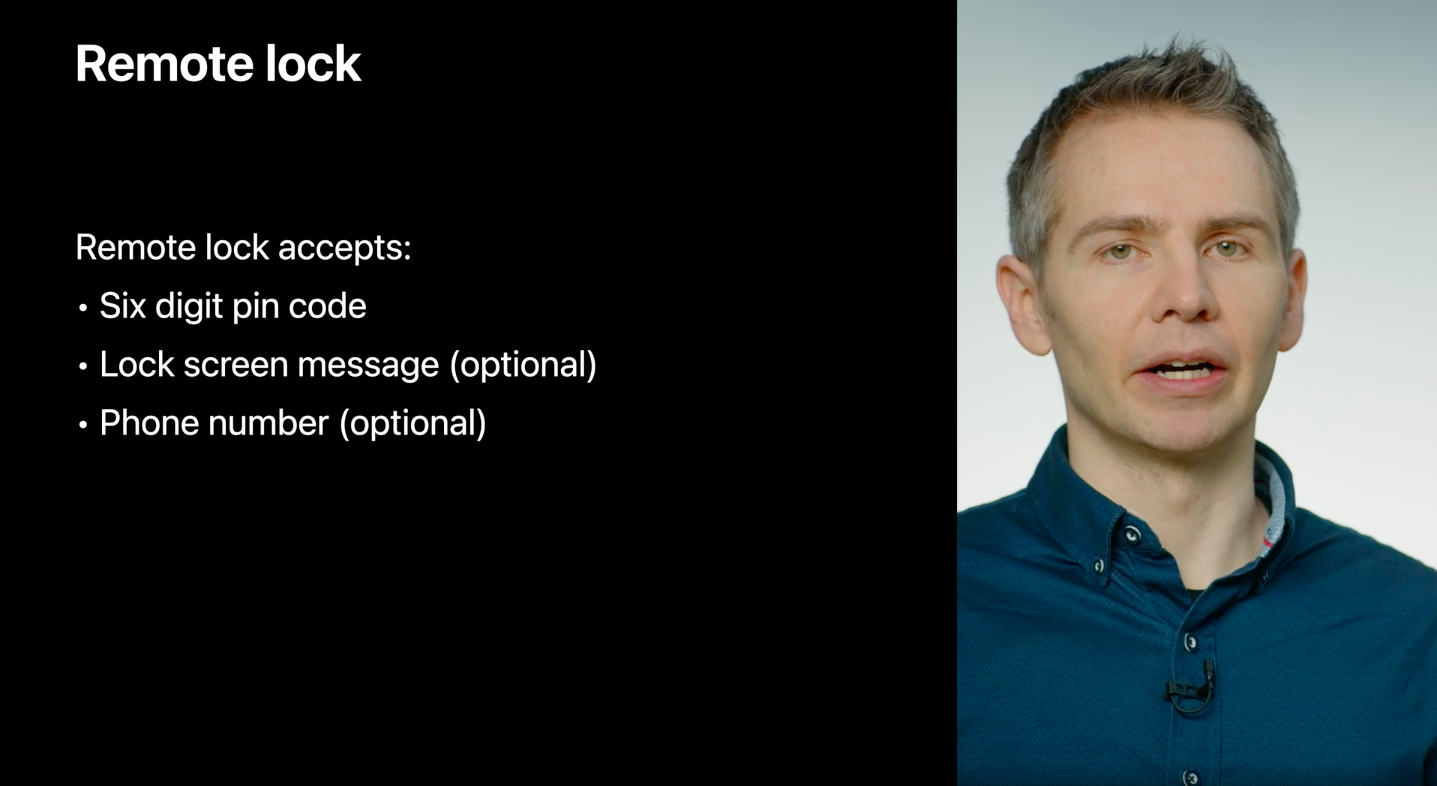 Remote lock WWDC 2021 device management