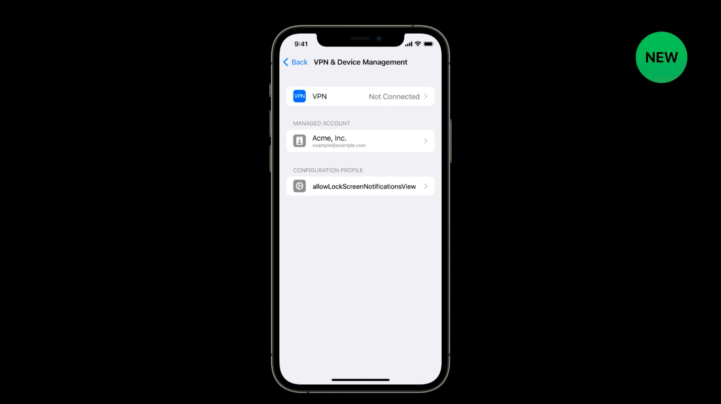 VPN and device management WWDC 2021