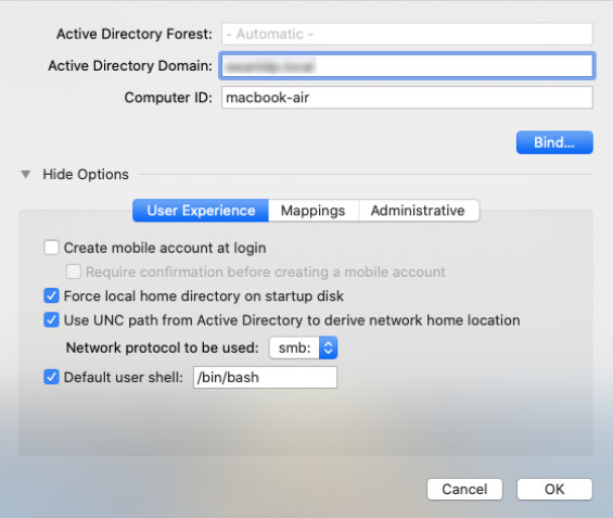 Modify directory service settings - User experience