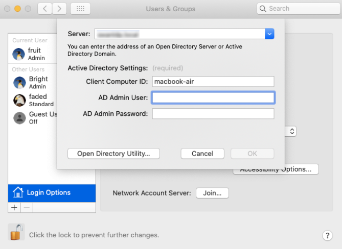 Join network account server