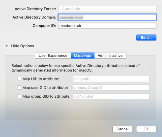 Modify directory service settings - Mappings