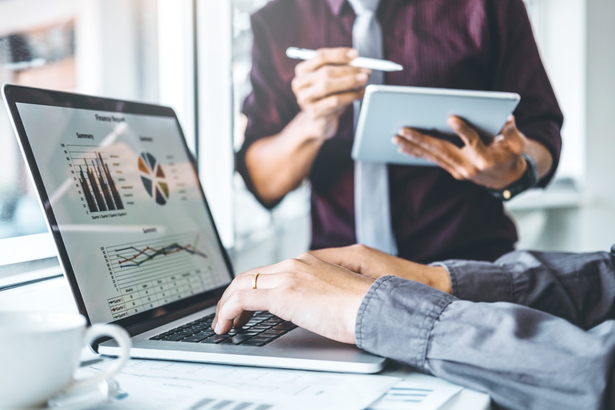 Employee working on a paid company software