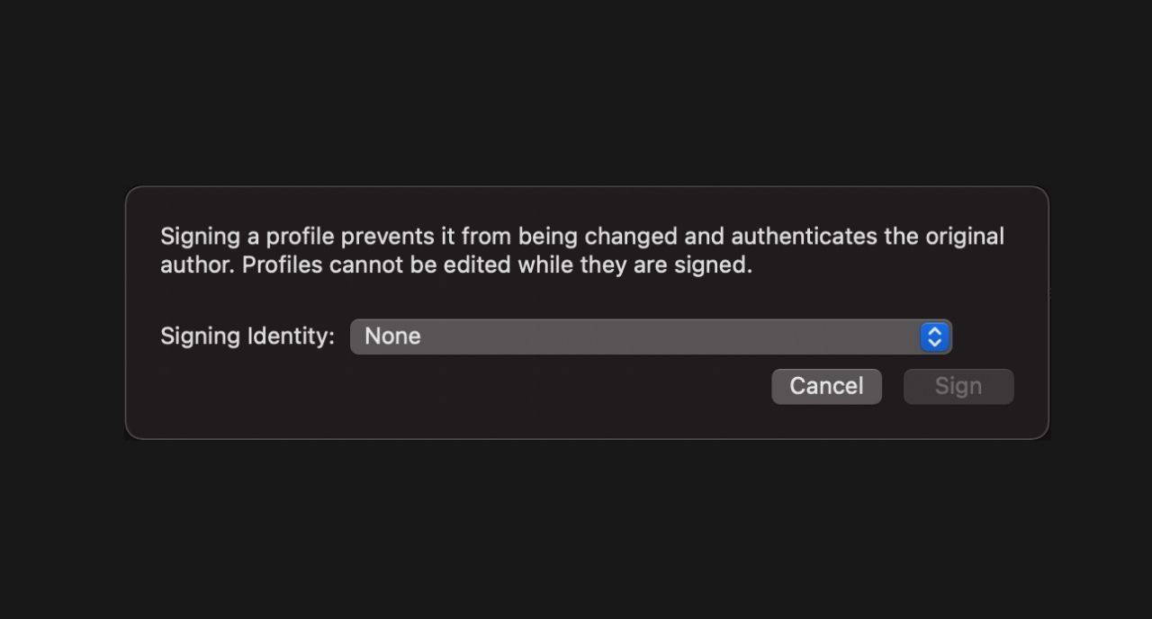 Specify the signing identity