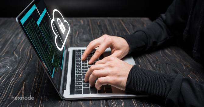 A person tries to hack a corporate device that has ensured enterprise data security