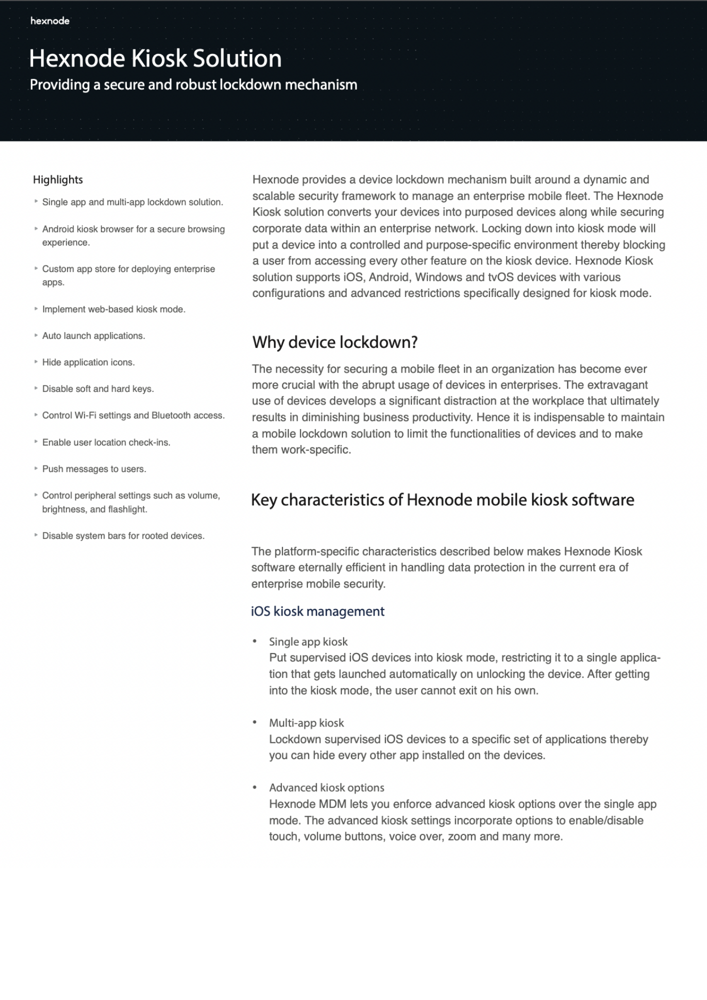 Hexnode Kiosk Solution
