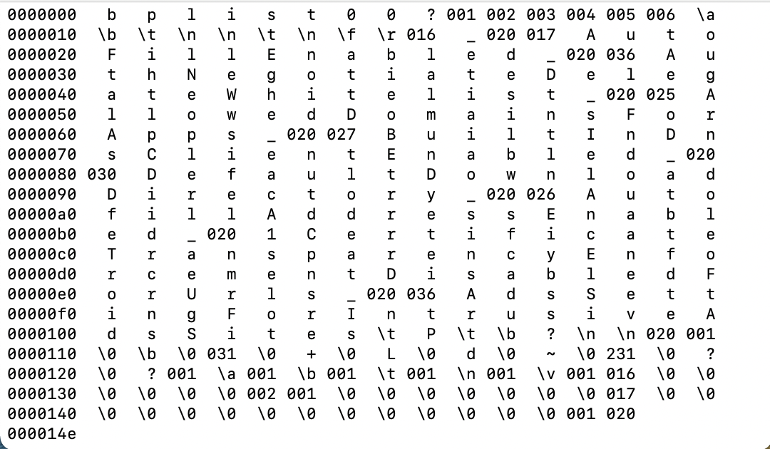 Plist in binary format