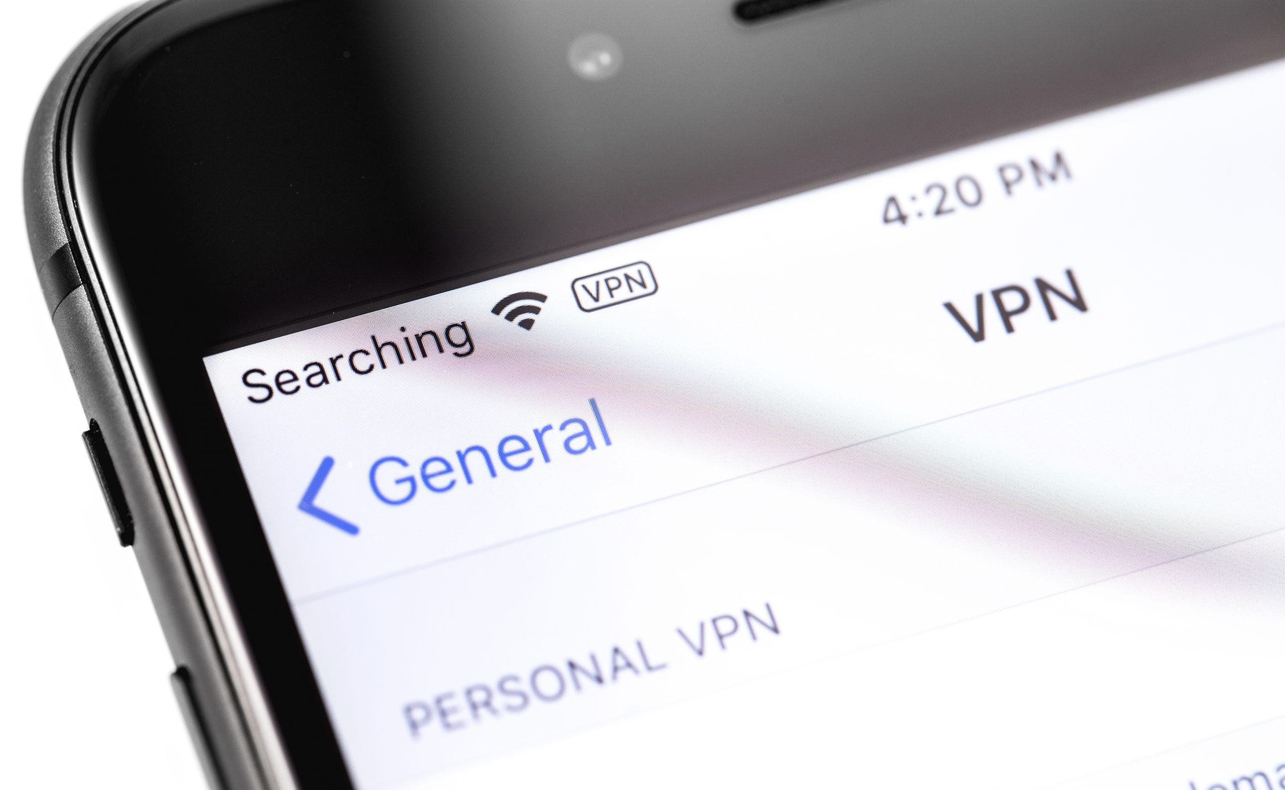 VPN settings on an iPhone