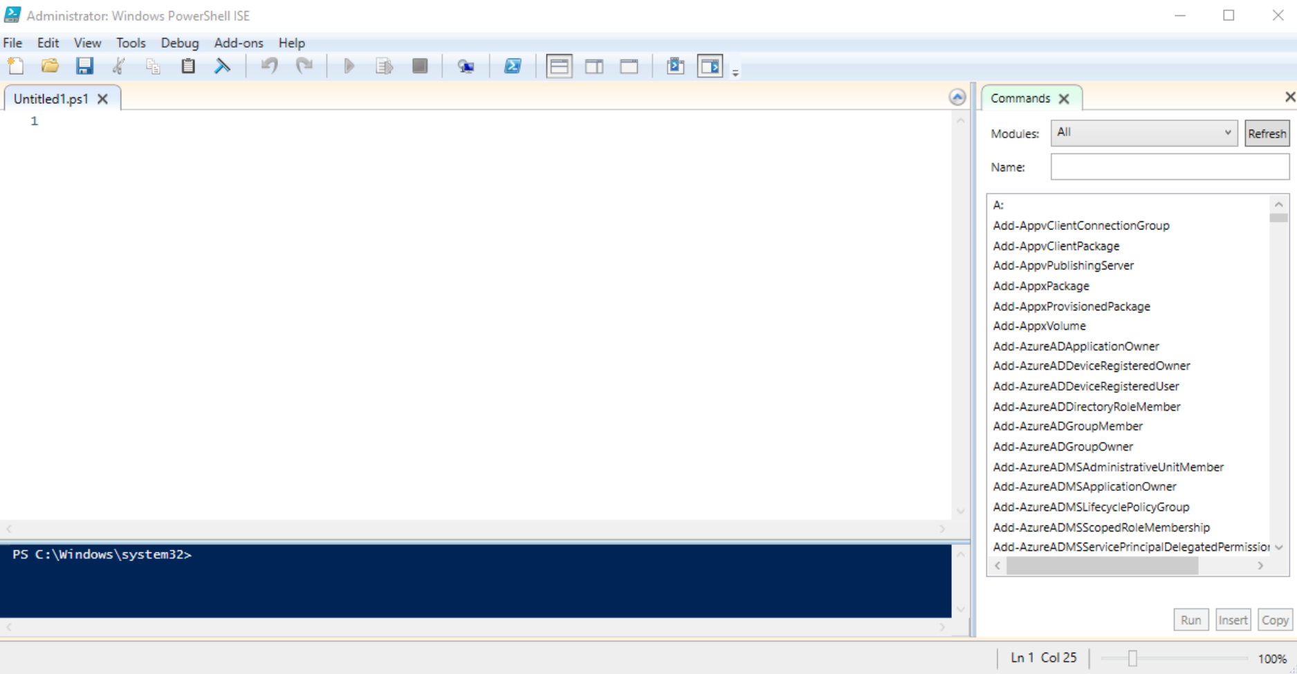 PowerShell ISE-konsollen