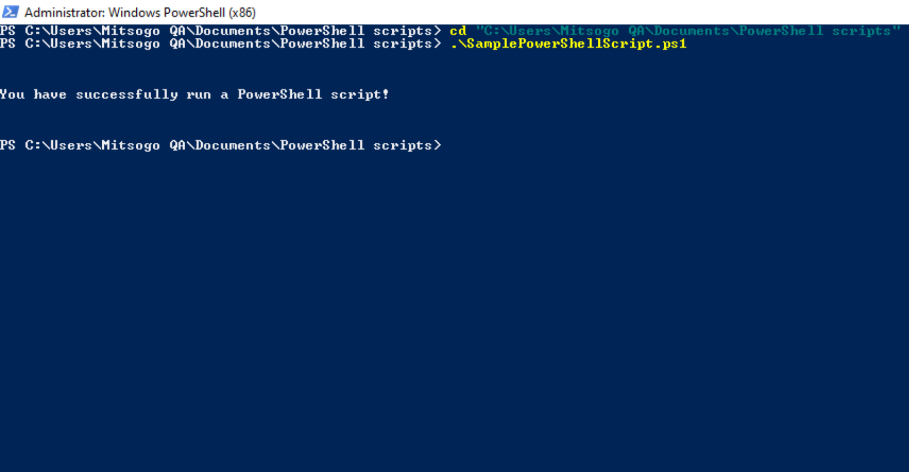 Kalle et skript fra PowerShell