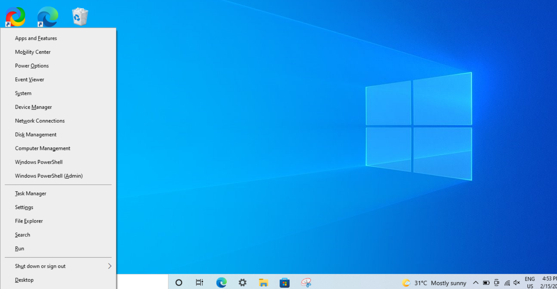 The Power Users menu