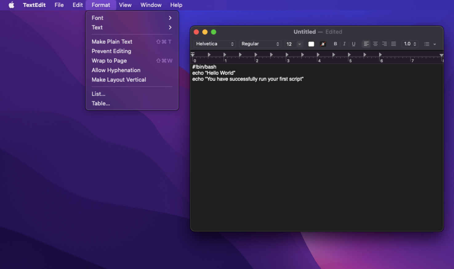 Converting a file from .rtf to .txt in TextEdit