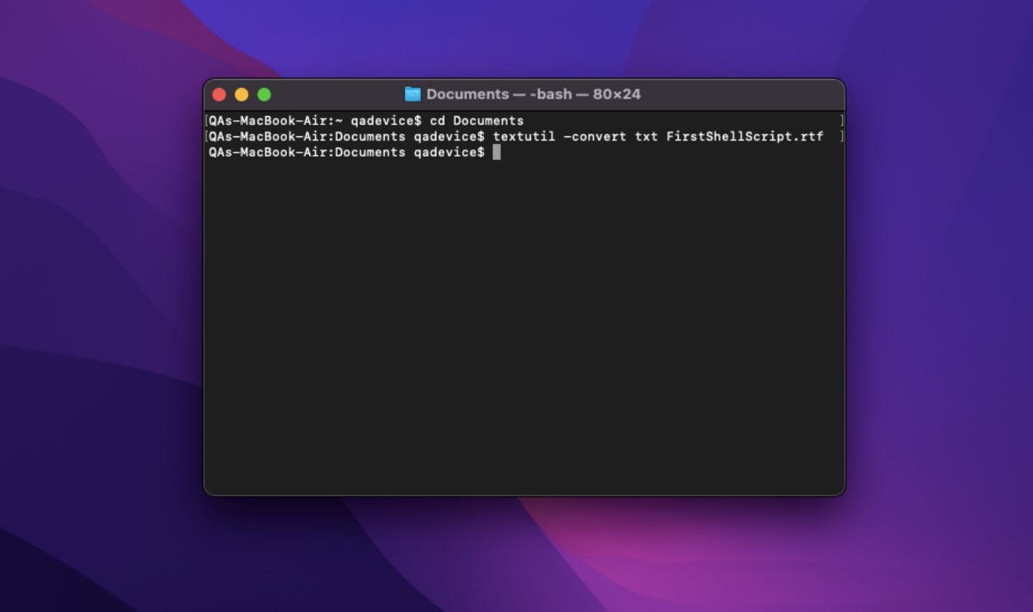 Converting a file from .rtf to .txt using Terminal commands