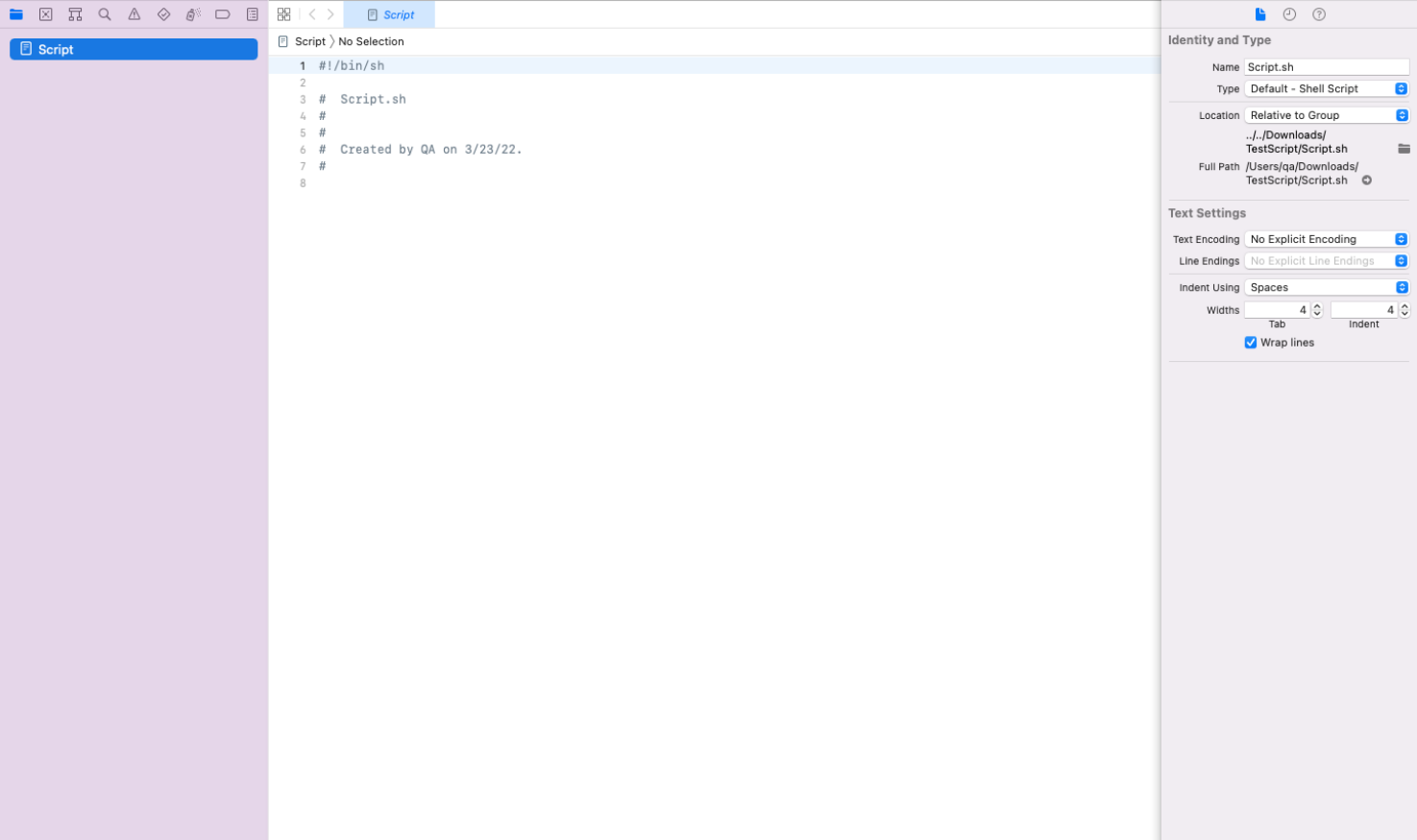 Creating a shell script using Xcode