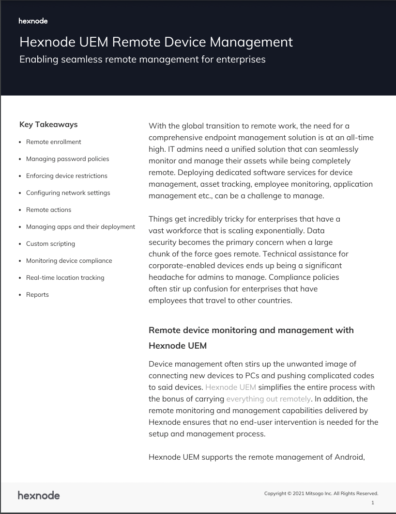 Hexnode UEM Remote Device Management