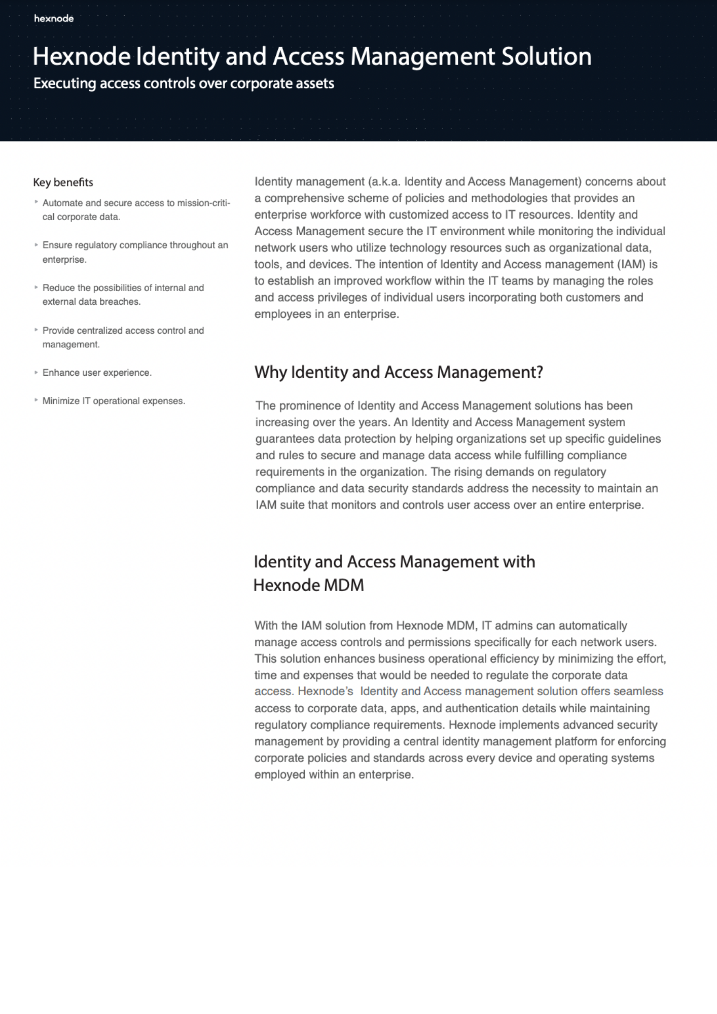 Hexnode IAM datasheet