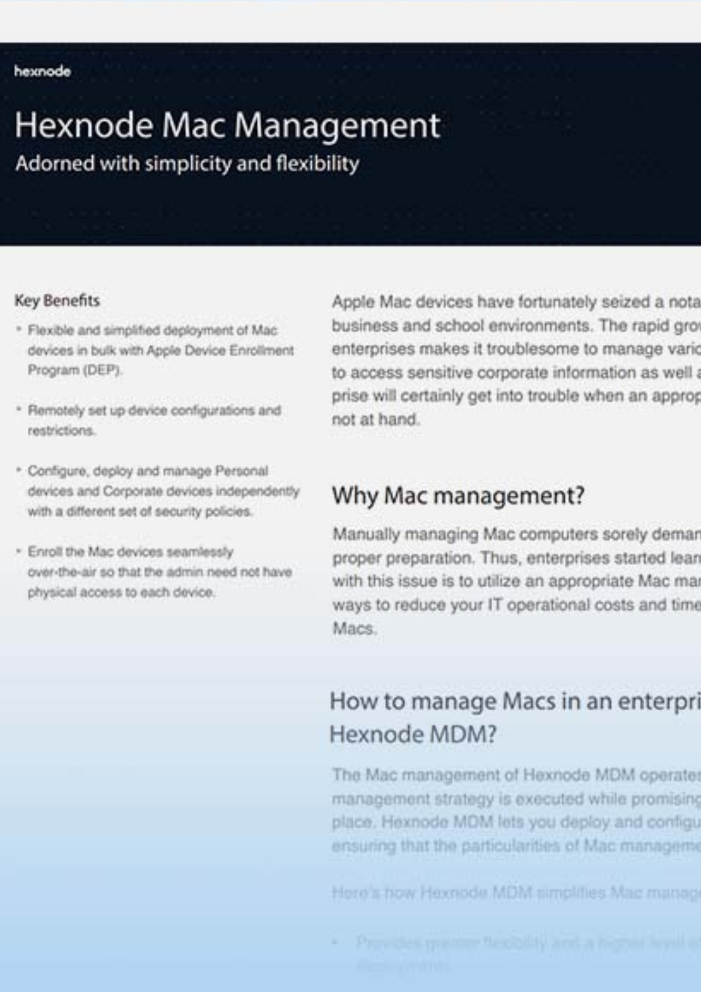 Download the Hexnode Mac management datasheet!