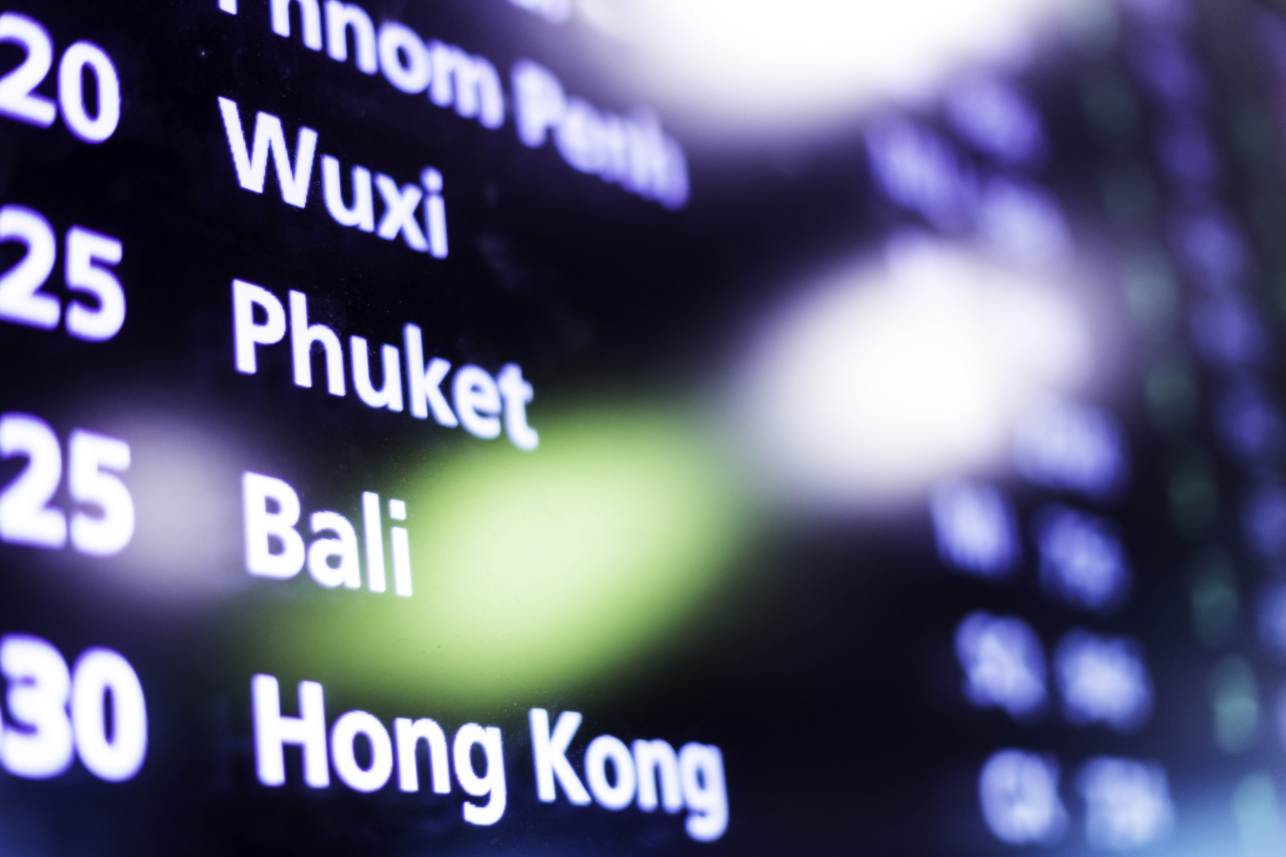 Flight details displayed on a digital signage device