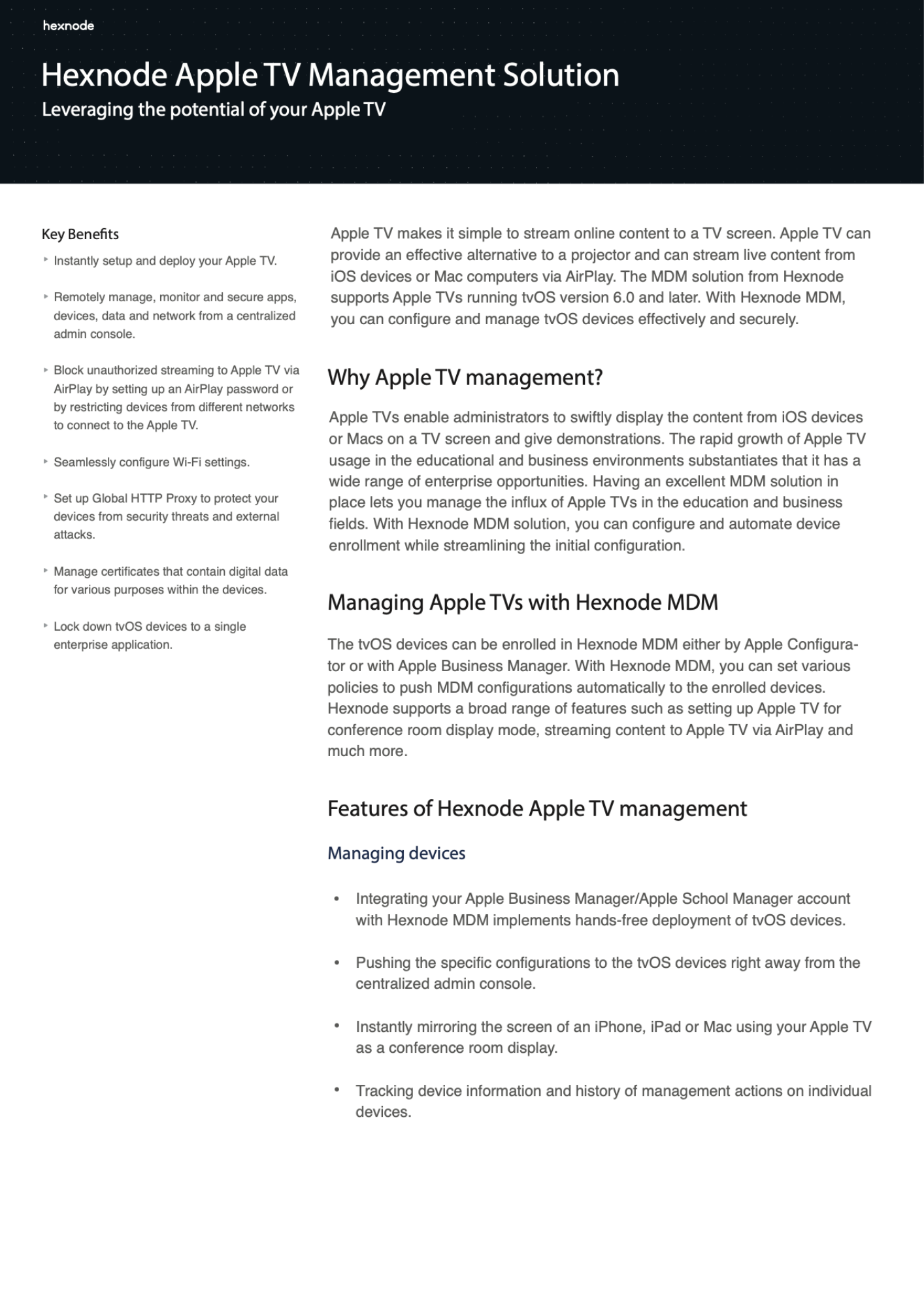 Hexnode Apple TV Management Solution