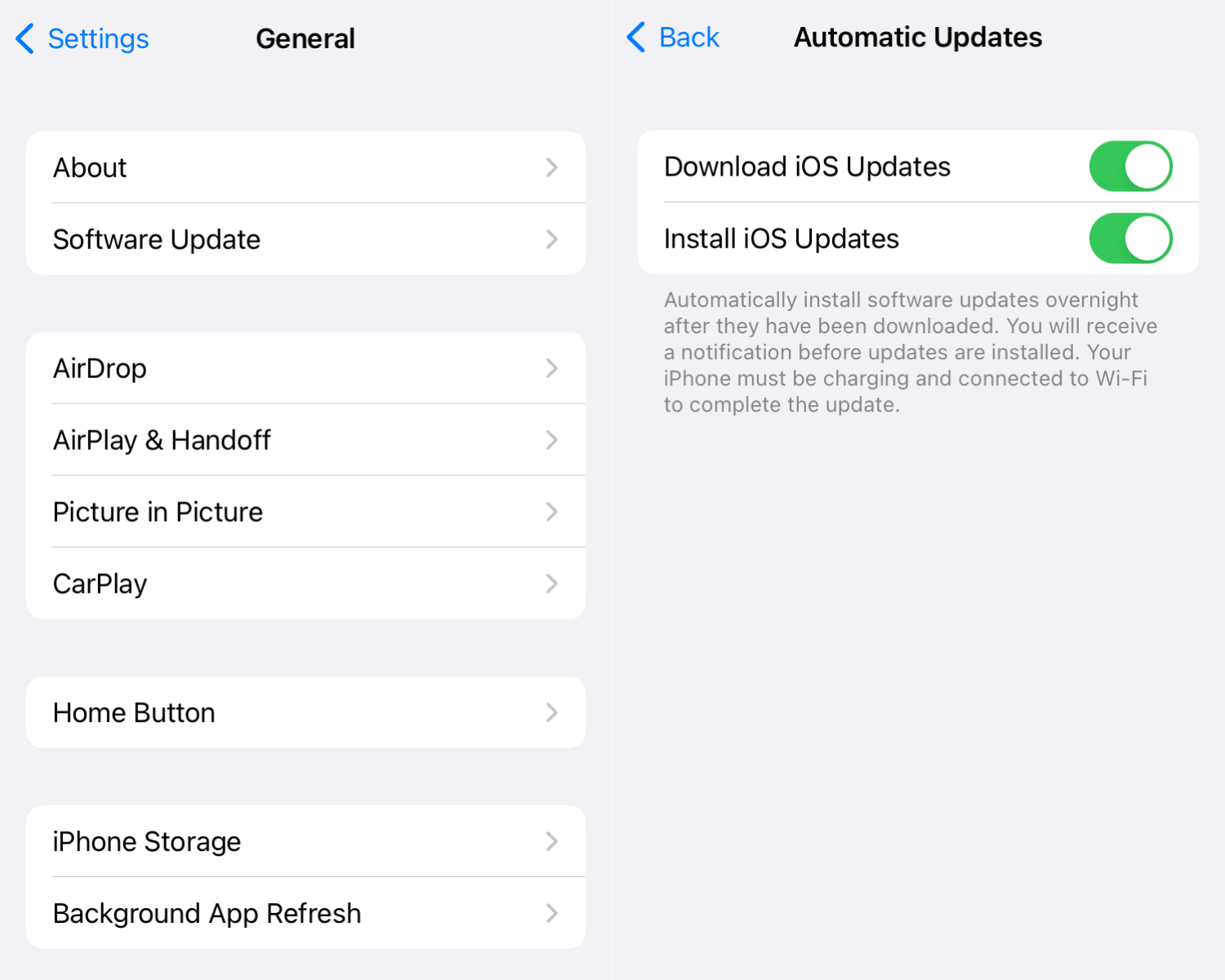 Disable iOS automatic updates
