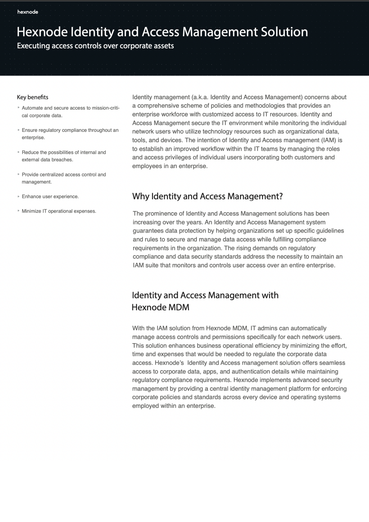 Hexnode Identity and Access Management Solution