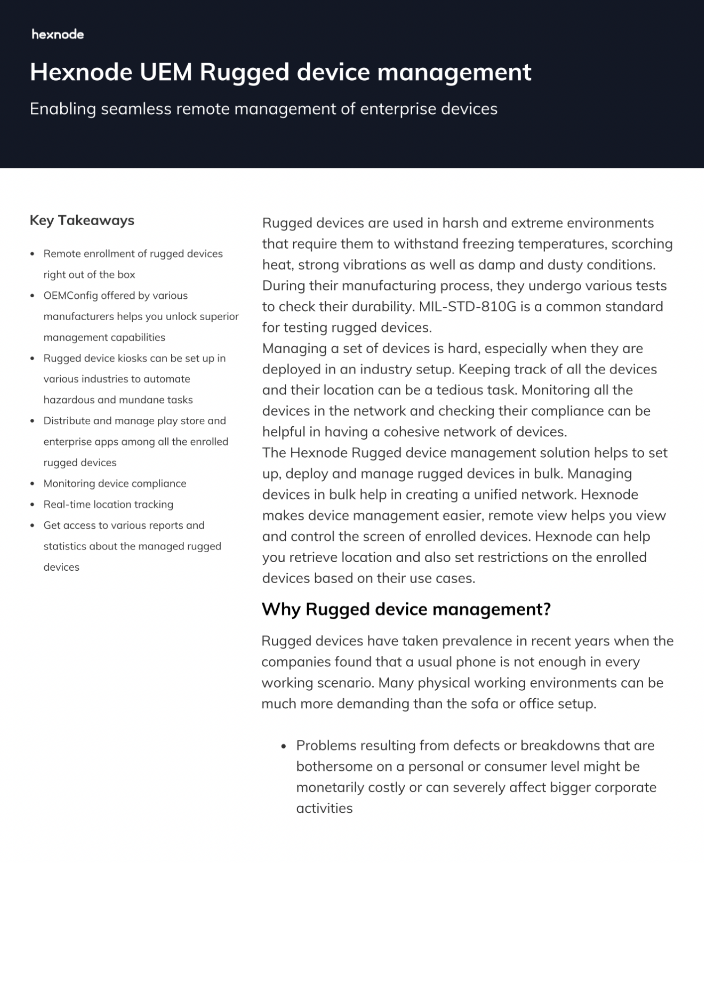 Hexnode UEM Rugged Device Management