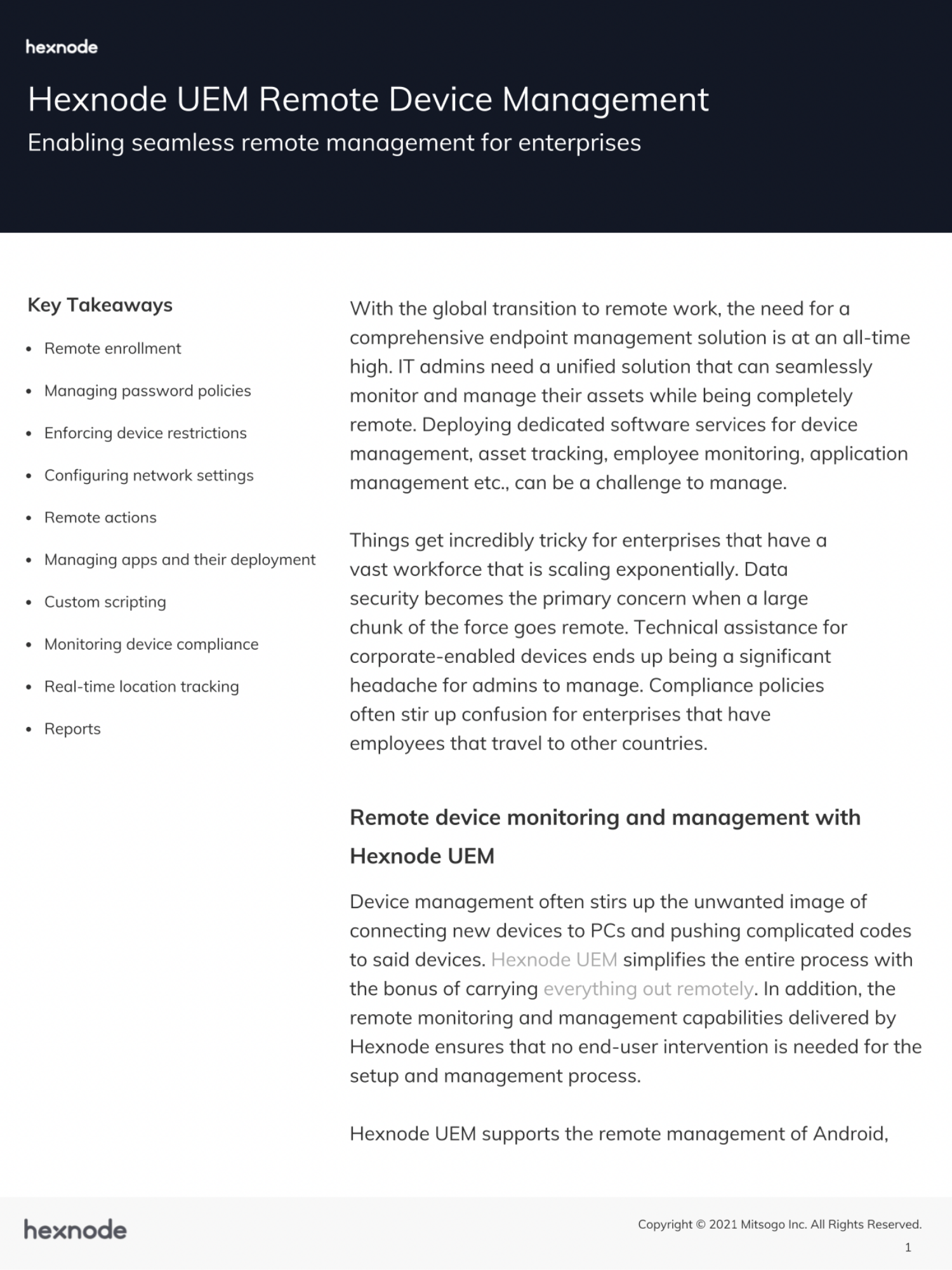 Hexnode UEM Remote Device Management