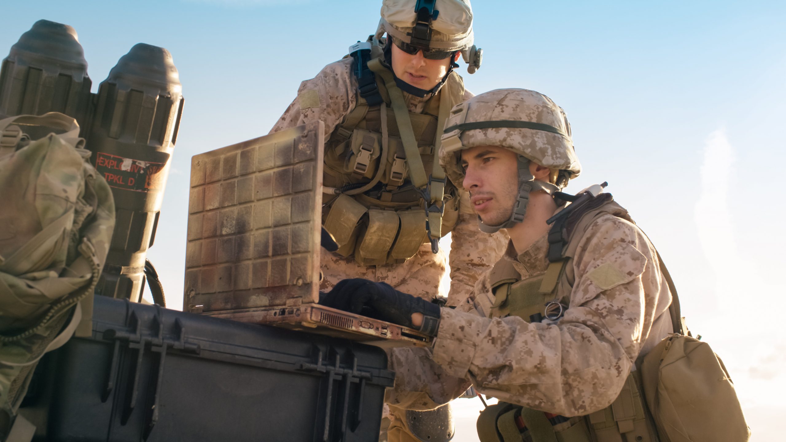 Rugged laptops used by military personnel on the field