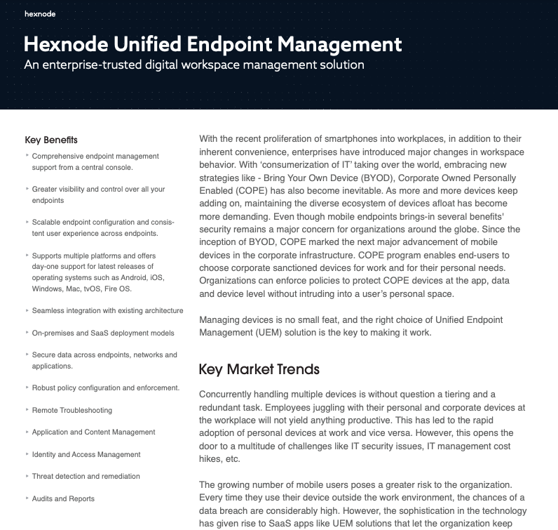 Hexnode Unified Endpoint Management