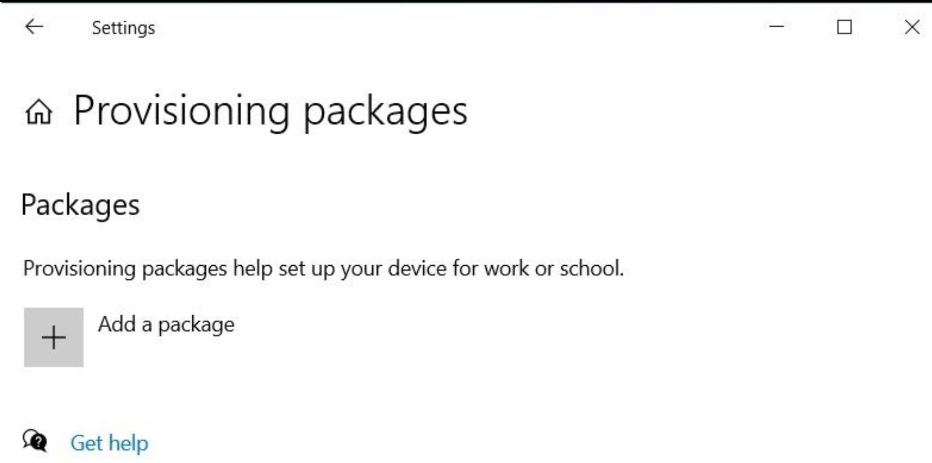 Adding provisioning package