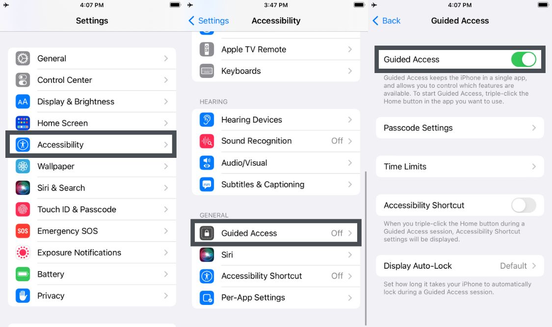 Enable Guided Access