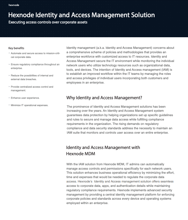 Hexnode Identity and Access Management Solution