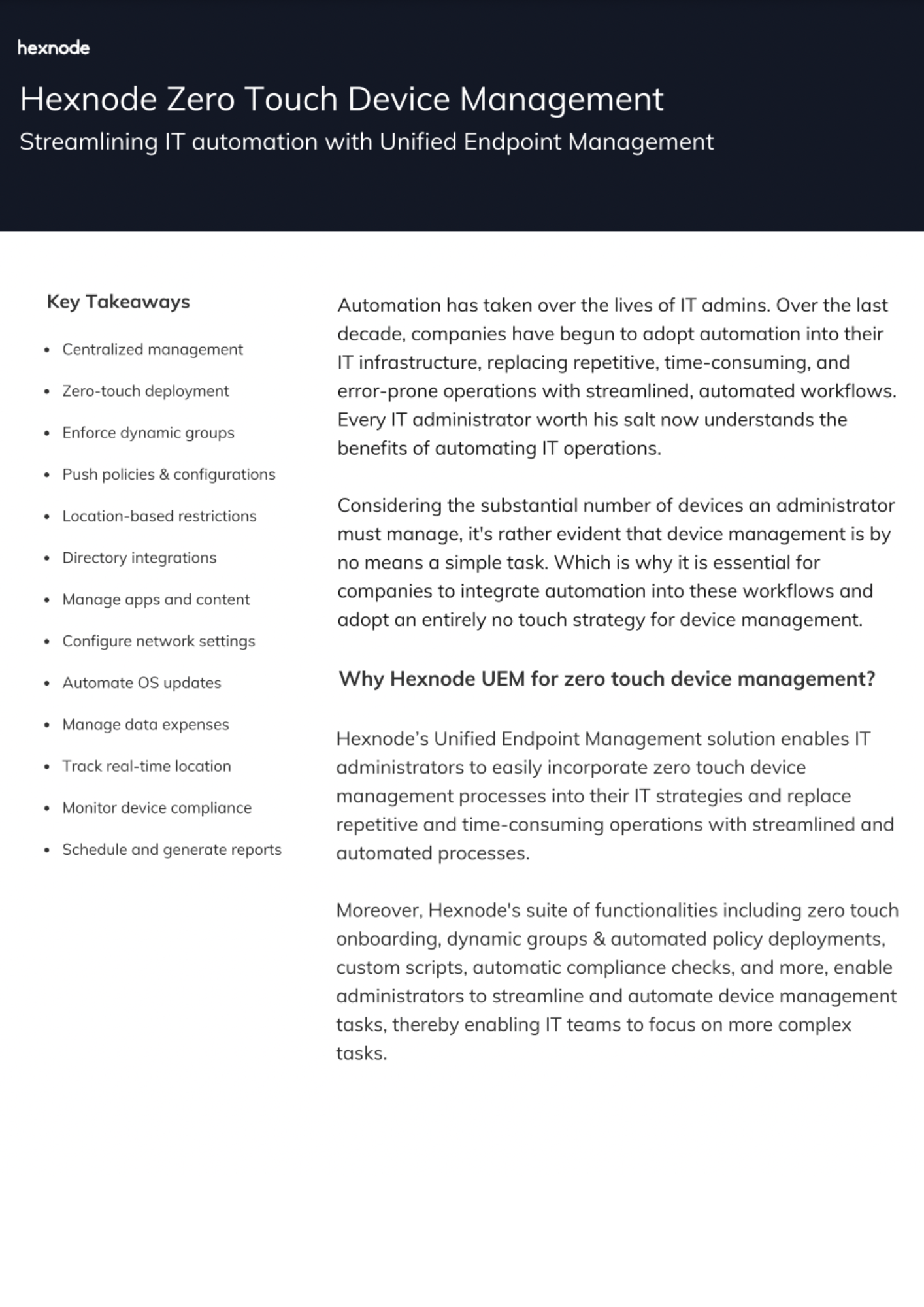 Hexnode Zero Touch Device Management