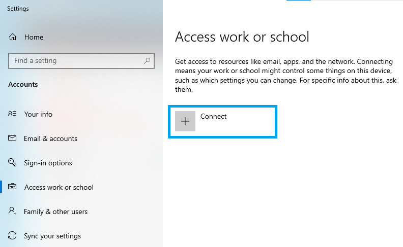 Access work or school