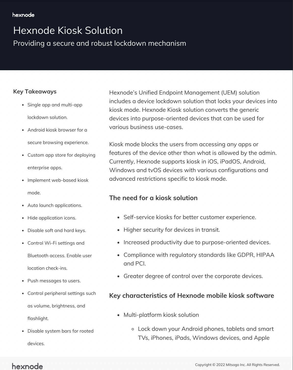 Hexnode Kiosk Solution