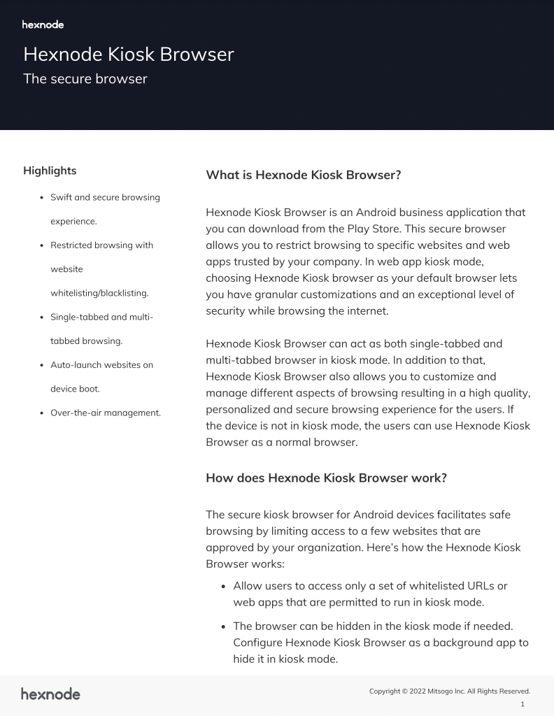 Hexnode Kiosk Browser