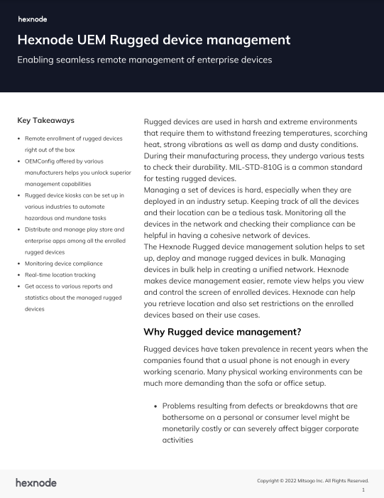 Hexnode UEM Rugged Device Management