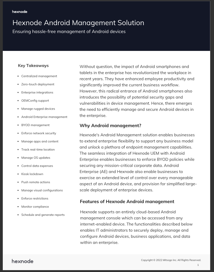 Hexnode Android Management Solution