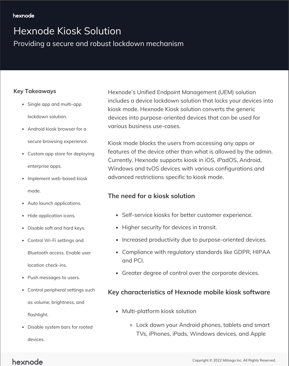 Hexnode Kiosk Solution