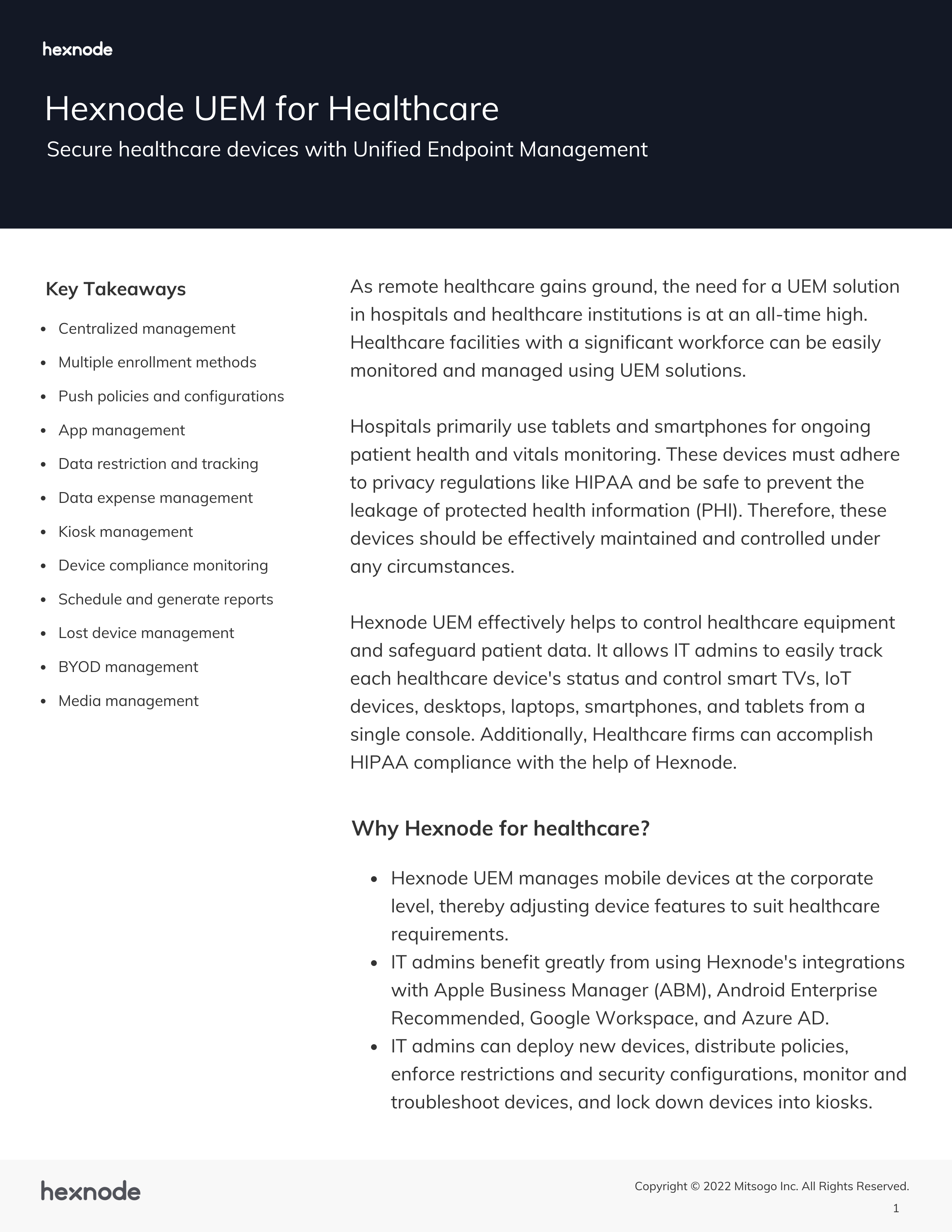 Hexnode UEM for Healthcare