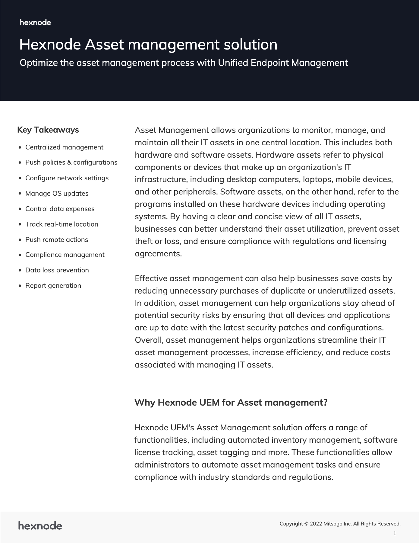 Hexnode Asset management solution