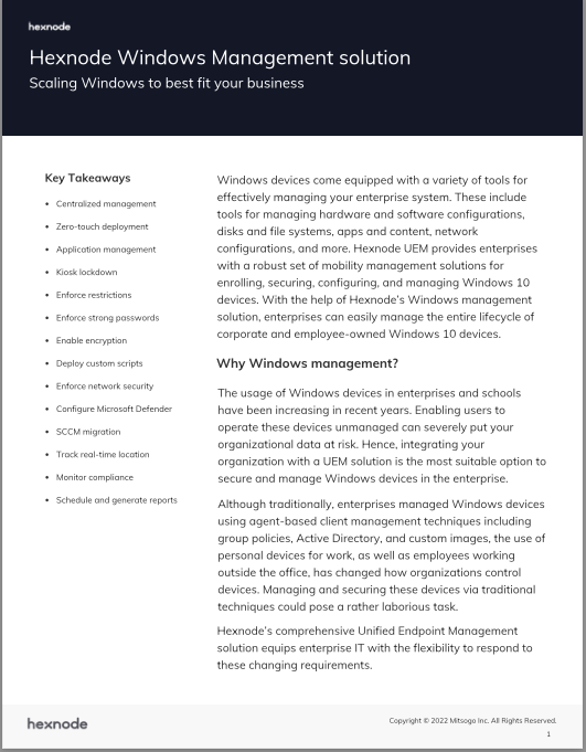 Hexnode Windows Management Solution