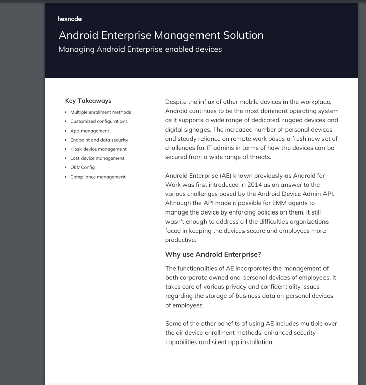 Hexnode Android Enterprise Management Solution